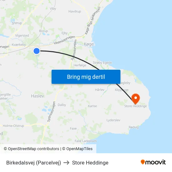 Birkedalsvej (Parcelvej) to Store Heddinge map