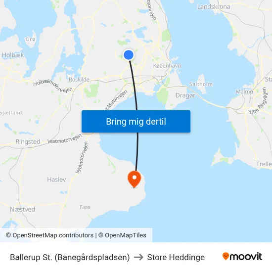 Ballerup St. (Banegårdspladsen) to Store Heddinge map