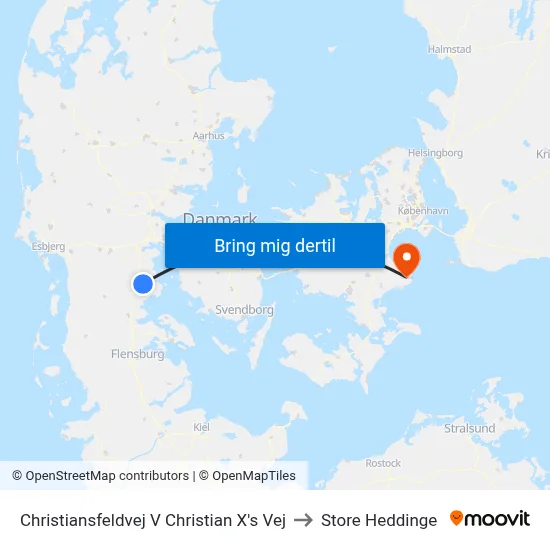 Christiansfeldvej V Christian X's Vej to Store Heddinge map