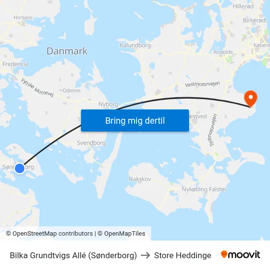 Bilka Grundtvigs Allé (Sønderborg) to Store Heddinge map