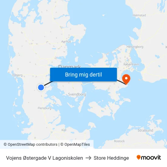 Vojens Østergade V Lagoniskolen to Store Heddinge map