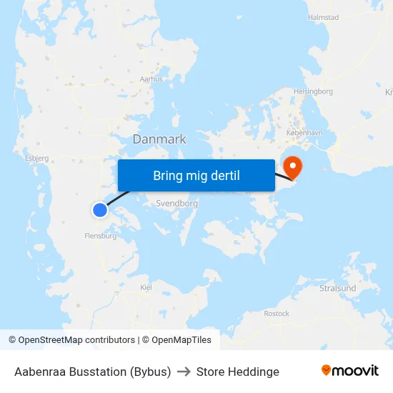Aabenraa Busstation (Bybus) to Store Heddinge map
