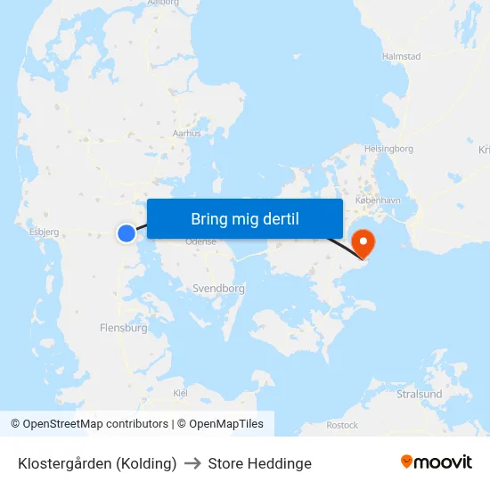 Klostergården (Kolding) to Store Heddinge map