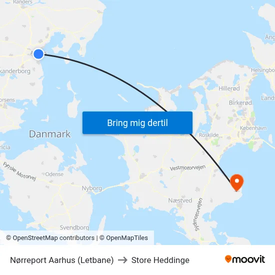 Nørreport Aarhus (Letbane) to Store Heddinge map