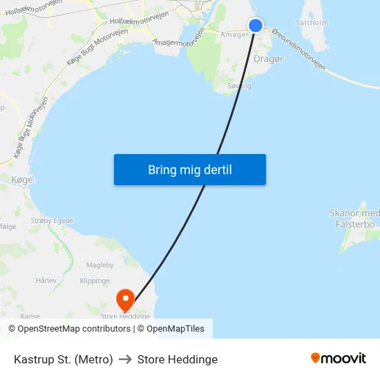 Kastrup St. (Metro) to Store Heddinge map