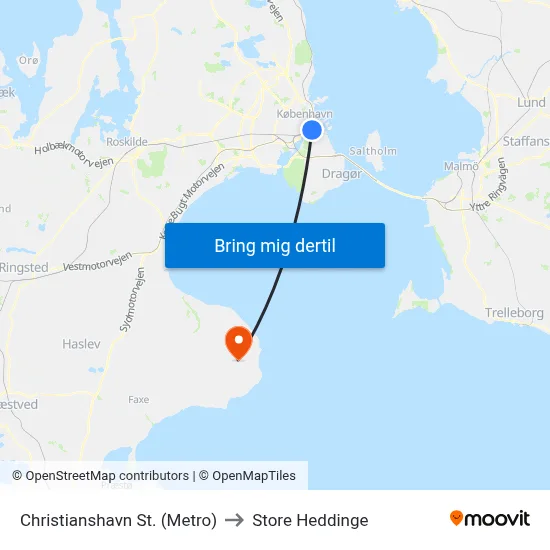 Christianshavn St. (Metro) to Store Heddinge map