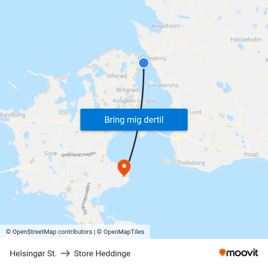 Helsingør St. to Store Heddinge map