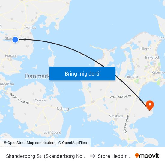 Skanderborg St. (Skanderborg Kom) to Store Heddinge map