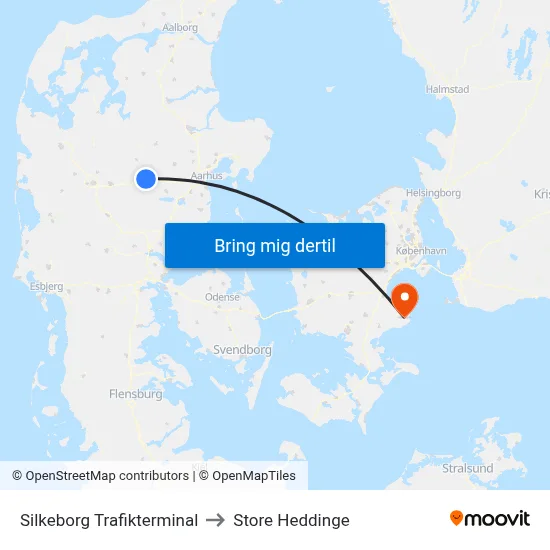 Silkeborg Trafikterminal to Store Heddinge map