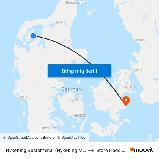 Nykøbing Busterminal (Nykøbing Mors) to Store Heddinge map