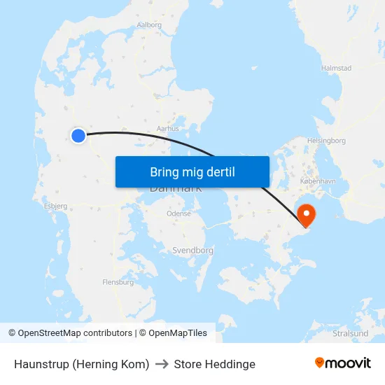 Haunstrup (Herning Kom) to Store Heddinge map