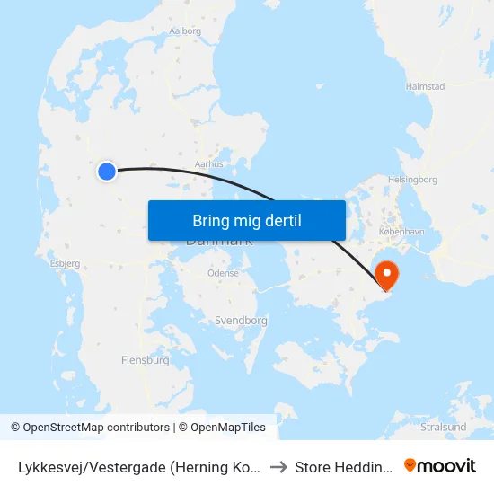 Lykkesvej/Vestergade (Herning Kom) to Store Heddinge map