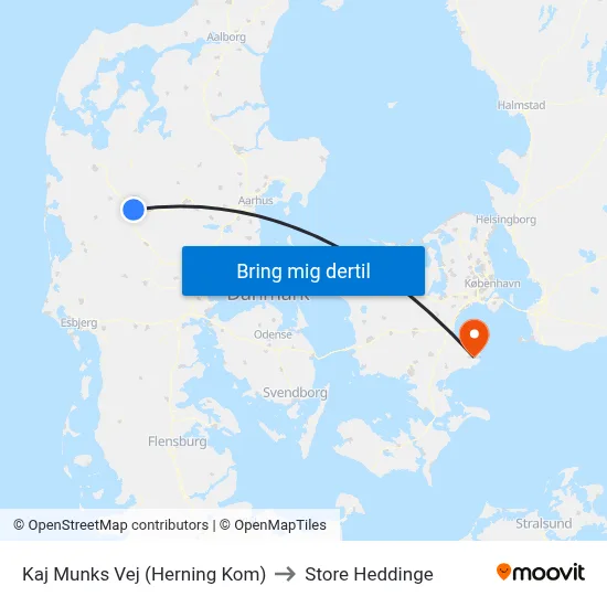 Kaj Munks Vej (Herning Kom) to Store Heddinge map