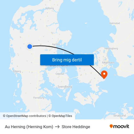 Au Herning (Herning Kom) to Store Heddinge map