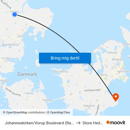 Johanneskirken/Vorup Boulevard (Randers Kom) to Store Heddinge map