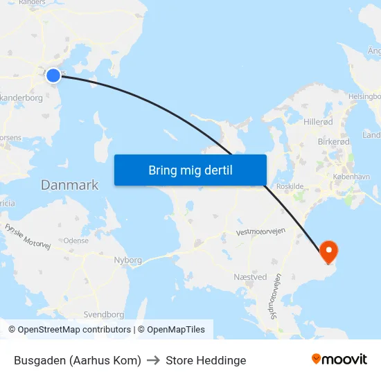 Busgaden (Aarhus Kom) to Store Heddinge map