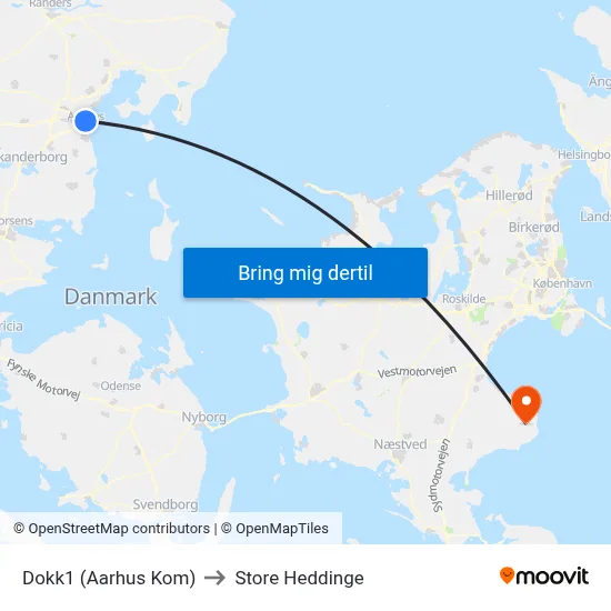 Dokk1 (Aarhus Kom) to Store Heddinge map