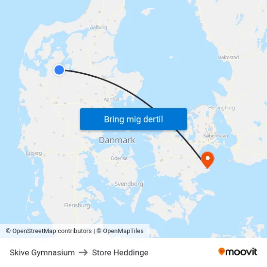 Skive Gymnasium to Store Heddinge map