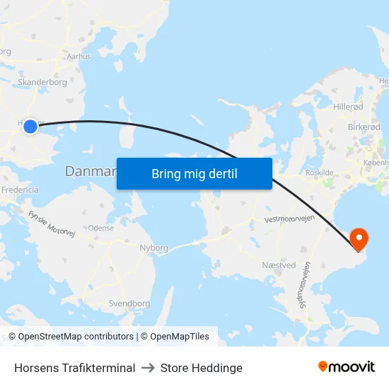 Horsens Trafikterminal to Store Heddinge map