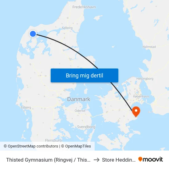 Thisted Gymnasium (Ringvej / Thisted) to Store Heddinge map