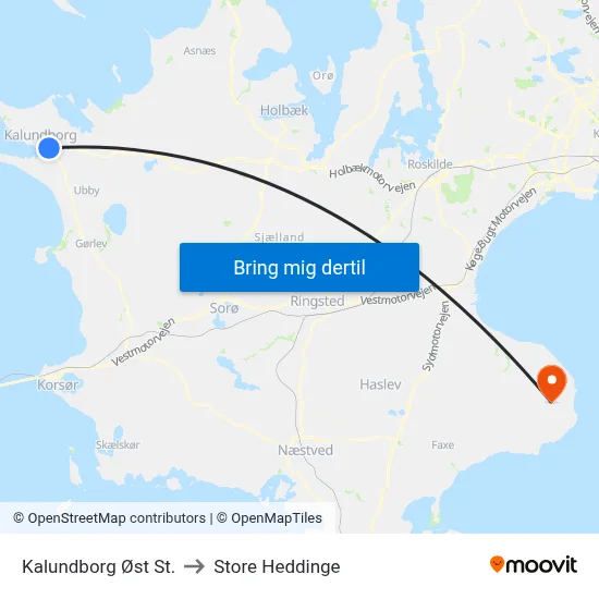 Kalundborg Øst St. to Store Heddinge map