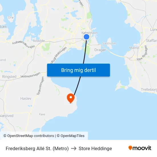 Frederiksberg Allé St. (Metro) to Store Heddinge map
