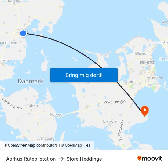 Aarhus Rutebilstation to Store Heddinge map