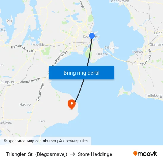 Trianglen St. (Blegdamsvej) to Store Heddinge map