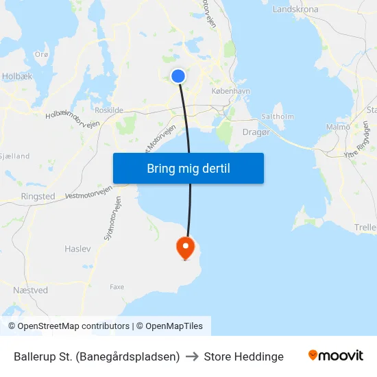 Ballerup St. (Banegårdspladsen) to Store Heddinge map
