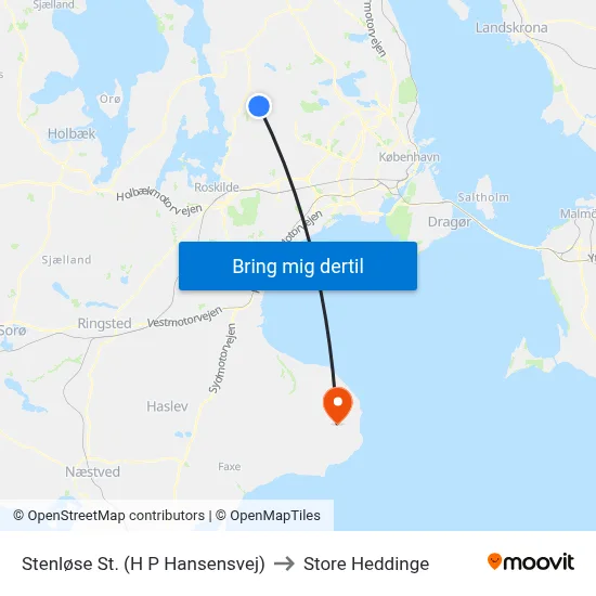 Stenløse St. (H P Hansensvej) to Store Heddinge map