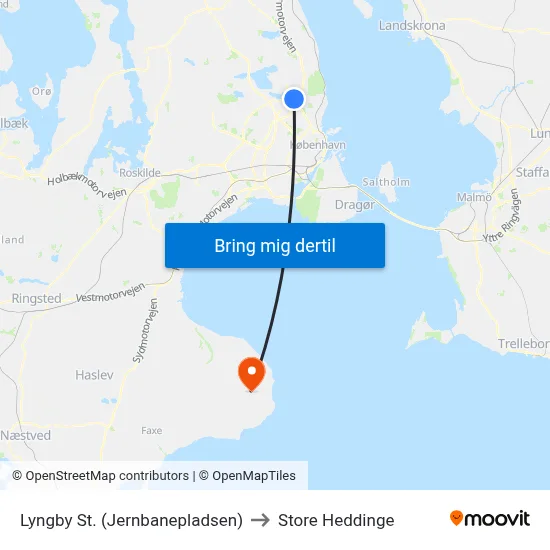 Lyngby St. (Jernbanepladsen) to Store Heddinge map