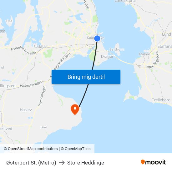 Østerport St. (Metro) to Store Heddinge map