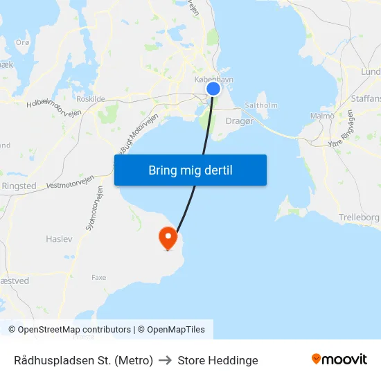 Rådhuspladsen St. (Metro) to Store Heddinge map