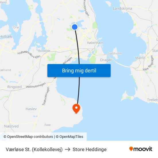 Værløse St. (Kollekollevej) to Store Heddinge map
