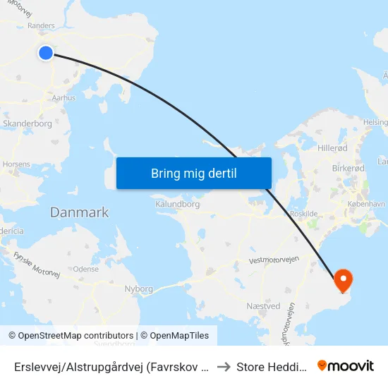 Erslevvej/Alstrupgårdvej (Favrskov Kom) to Store Heddinge map