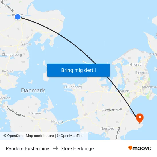 Randers Busterminal to Store Heddinge map
