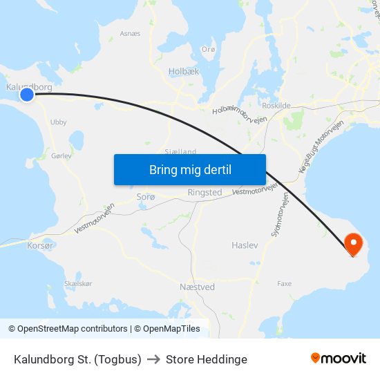 Kalundborg St. (Togbus) to Store Heddinge map