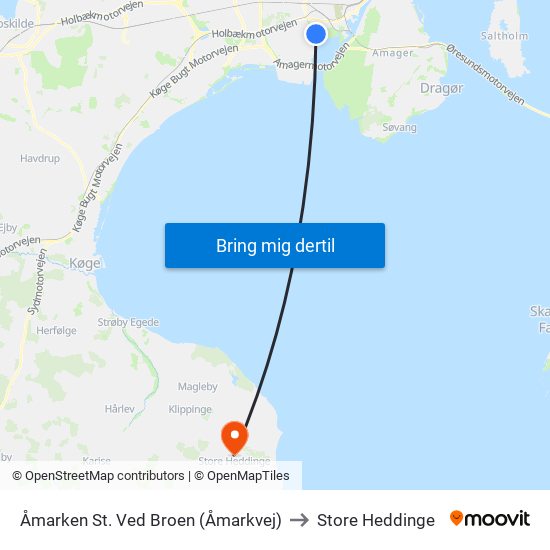 Åmarken St. Ved Broen (Åmarkvej) to Store Heddinge map