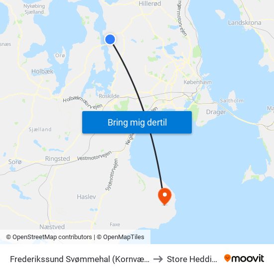 Frederikssund Svømmehal (Kornvænget) to Store Heddinge map