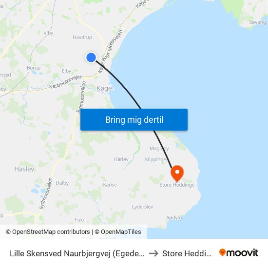 Lille Skensved Naurbjergvej (Egedesvej) to Store Heddinge map