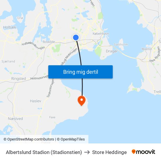 Albertslund Stadion (Stadionstien) to Store Heddinge map