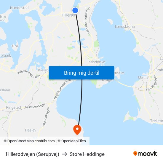 Hillerødvejen (Sørupvej) to Store Heddinge map