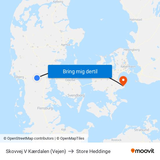 Skovvej V Kærdalen (Vejen) to Store Heddinge map