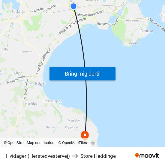 Hvidager (Herstedvestervej) to Store Heddinge map