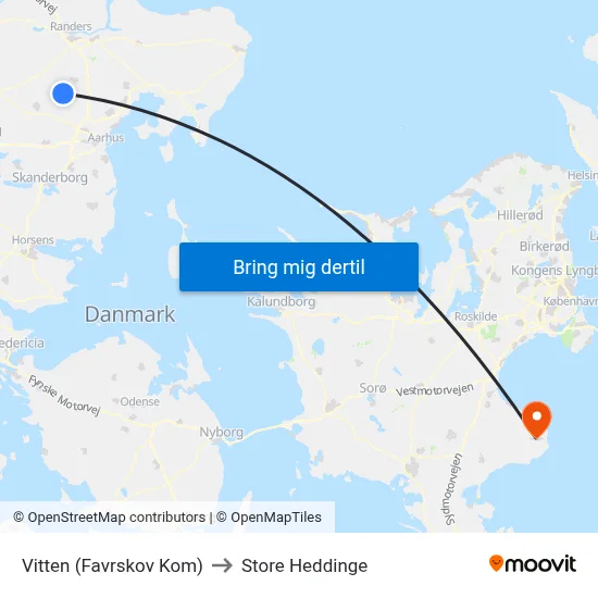 Vitten (Favrskov Kom) to Store Heddinge map