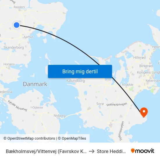 Bækholmsvej/Vittenvej (Favrskov Kom) to Store Heddinge map