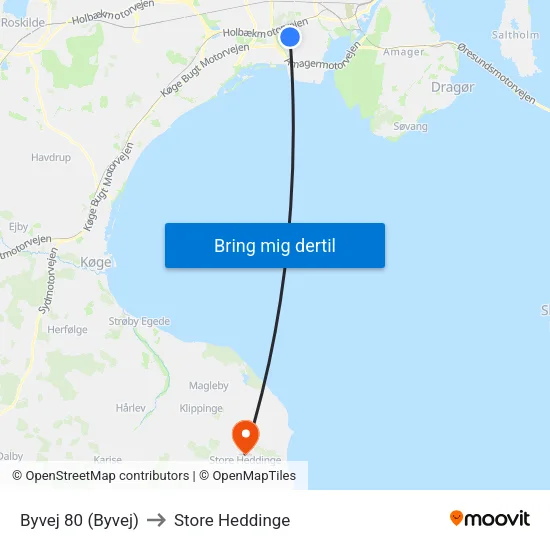 Byvej 80 (Byvej) to Store Heddinge map