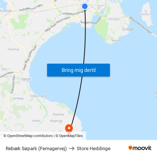 Rebæk Søpark (Femagervej) to Store Heddinge map