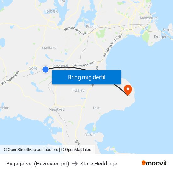 Bygagervej (Havrevænget) to Store Heddinge map