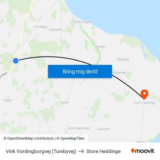 Vink Vordingborgvej (Turebyvej) to Store Heddinge map
